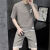 啄木鸟高档品牌短袖短裤套装男华夫格T恤ins潮流潮牌青少年一套搭配夏装 深灰色A831 M