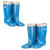 沸耐笙 FNS-04871 塑胶高筒圆头平跟防水雨鞋 网纱纯色通用PVC雨靴 蓝色加棉 40 双