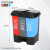 德仕登 三胞胎垃圾分类垃圾桶大号商用脚踏式干湿分离连体桶公共场合 1件起批 60升三分类桶(蓝+红+灰) 3天