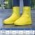 雨鞋男女款防水鞋套加厚耐磨防雨靴套防滑下雨天硅胶外穿儿童水鞋 黄色-中筒防滑