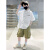 月亮宝贝小男孩衣服夏季套装男童3-15岁中大童时髦短袖工装短裤韩版两件套 DDMD-8017白色 120cm