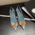 瑞程零度（RUI CHENG LING DU）感蓝色高跟鞋女尖头气质法式金兰花创意设计单鞋小猫跟 蓝色 33 定制15天内