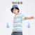 巴拉巴拉儿童T恤男童短袖夏装纯棉中大童条纹时尚T恤 蓝白色调00481-7125 140cm