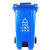 户外大号分类塑料垃圾桶100L120L240L中间脚踏环卫挂车加厚垃圾桶 100升绿色垃圾桶带盖带轮