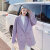 AHKA紫色加厚毛呢西装外套女冬季2022新款韩版休闲宽松小个子气质西服 紫色 S