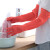 东方红 55CM橡胶加长防水手套 厨房洗碗乳胶长袖洗衣洗车清洁防护 红色5双 L码