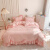 金号（KING SHORE）床单四件套网红粉色全棉床上四件套纯棉公主风少女心荷叶边 彩格白色(新疆棉) 1.5m宽床(被套200*230)四件套