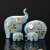 创意大象摆件一家三口四口象房间客厅电视柜玄关装饰品礼品 米黄陶瓷三只象