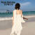 保罗蒙巴登海边度假气质会高腰时尚阔腿沙滩裙海边度假连衣连体裤F574 白色 S