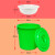 干湿过滤分离带滤网垃圾桶大号厨房厨余茶水茶叶沥水水桶篮桶 绿色50K型沥水篮