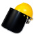 防护面罩安全帽面屏防冲击飞溅透明电焊焊帽打磨隔热防烤脸面具 套装(支架+透明面屏)+黄色安全