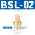 康泽润和KZRH长头铜尖头平头电磁阀消声器可调节流塑料消音器 BSL-02/螺纹2分 