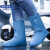 防雨防汛硅胶雨鞋套男女加厚防滑耐磨学生便携式雨靴仿硅胶水鞋套 纽扣款-高筒蓝色109 S30-33码