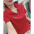 皮尔卡丹（pierrecardin）品牌t恤女2024新款夏季拉链短袖小众韩版时尚百搭翻领显瘦女装 红色 S 80-90斤