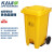 KAIJI LIFE SCIENCES塑料垃圾桶废弃物桶带盖100L黄色加厚带轮款 1个