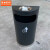 京洲实邦 砂钢 港式创意不锈钢半圆靠墙式垃圾桶  A 白色带烟缸款