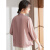 ES中老年女装新中式妈妈款洋气高贵小衫春夏七分袖T恤雪纺上衣 粉紫 L (建议80-100斤左右)