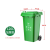艺姿 环保分类塑料带盖户外垃圾桶大号商用绿色带轮120L