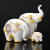 创意大象摆件一家三口四口象房间客厅电视柜玄关装饰品礼品 米黄陶瓷三只象