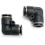 伊莱科（ELECALL）气动快速转接头PV系列气管快插变径三通气泵配件气缸空压机适配 PV-12（5只装）黑色 