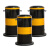 聚远 JUYUAN 1001钢管警示柱 黄黑色隔离桩 路桩 铁立柱防撞柱 219×400mm 壁厚1.5 固定式 不含膨胀螺栓