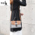 袋鼠女士包包女2024新款时尚斜挎包质感洋气女士手提包格子简约韩版单 油蜡皮黑色