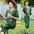 棒约美中老年女妈妈装夏季套装40-5060岁时尚纯色印花两件套母亲节礼物 1717孝M330-绿色 XL 适合90-110斤
