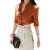 街雨轩衬衣女职业棉麻短袖衬衫士夏季宽松日系亚麻上衣设计感小众装 砖红色 S