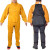 鸣固 牛皮电焊防护服 隔热耐高温防弧光辐射焊接工作服 黄色带领长袖分腿反穿衣 XXL码