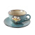 玉泉韩式手绘陶瓷咖啡杯套装 欧式简约复古出口水杯子 浅绿色咖啡勺