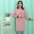 棉老粗布围裙长袖厨房韩版时尚防油可爱罩衣男女工作服 棉两只梅红色
