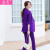 IGJKP紫色西装职业套装女长袖春秋新款中长款系腰带修身显瘦外套女英 单件紫色西装+腰带 S