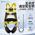 SHANDUAO 五点式安全带 高空作业安全绳双钩国标套装 全身式保险带AD9040 单小钩1.8米+缓冲包
