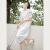 对白气质雪纺连衣裙女夏季2024新款法式高级泡泡袖温柔风白色长裙 月光白 S