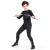 范迪慕儿童运动套装男紧身衣训练跑步青少年球服打底衫健身服 黑色-32码