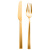 MEPRA意大利进口不锈钢西餐餐具套装 Atena系列家用牛排刀叉勺子礼盒装 金色主餐刀+叉（2支装）