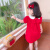 迪士尼一周岁女宝宝生日衣服女童连衣裙夏季新款童装女孩红色礼服裙子3 红色连衣裙 80码(建议70-80cm 0-1周岁)