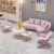 北欧简约办公室接待沙发 创意沙发卡座 服装店休息布艺沙发椅定制 双人沙发粉色绒布(1.7米)