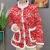 VPGX东北花棉袄网红冬季新款女装棉衣唐装复古加厚保暖外套袄女 红色 XL 建议88-110斤