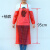 PVC围裙 防水放油透明围裙加厚厨房食堂水产工厂女简约加长耐围腰 红色中号围裙加袖套一套