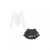 La Chapelle Sport2024夏季新款甜酷辣妹风小个子印花T恤女秋季紧身修身不规则下摆 T恤+裙套装 XL