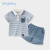 JELLYBABY【POLO领条纹套装】2024年夏季新款儿童男童透气短袖短裤 灰蓝条纹 100