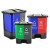 LS-ls46 新国标脚踏分类双格垃圾桶 商用连体双桶垃圾桶 60L红蓝(新国标)