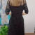 款连衣裙2021年秋冬新款遮肉显瘦蕾丝黑色长袖打底裙女 黑色 XL 建议85-105斤