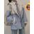 歌鹏夏冬新款小个子韩版常规常规工装风衣夹克外套女学生上衣女SN9368 蓝白外套薄款 l 建议105-120