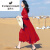 富贵鸟（FUGUINIAO）大红色连衣裙女夏三亚沙滩裙云南青海湖旅游穿搭红裙沙漠拍照长裙 红色 AQ19D980 S