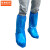 京洲实邦  一次性鞋套防水雨天加厚长筒养殖场靴套防滑户外漂流耐磨塑料脚套B 蓝色橡皮筋款（10只）