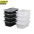 京洲实邦 500ml黑色100套带盖 长方形一次性餐盒塑料外卖打包盒子JZSB-9311B