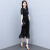 纪诗哲奢侈高档品牌短袖连衣裙女2024年夏季新款修身显瘦气质法式中长裙 黑色 XL
