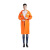 军诺*雨衣长款连体环卫反光PVC连脚 橘红双层长衣+双口袋